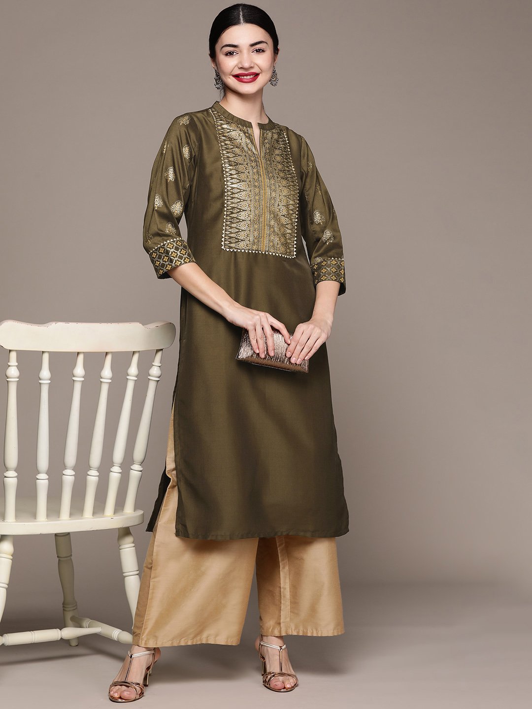 Henna Golden Kurta - Thread Factory